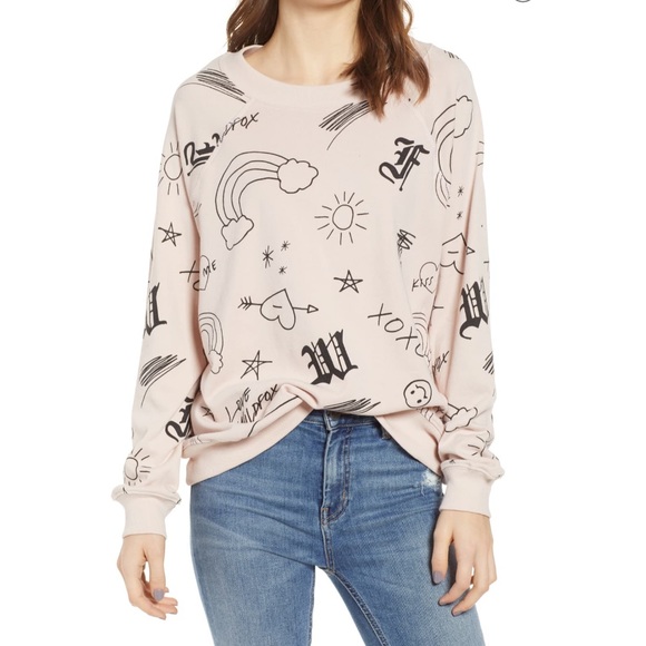 Wildfox Sweaters - Wildfox Love Scribbles Sommers Sweatshirt